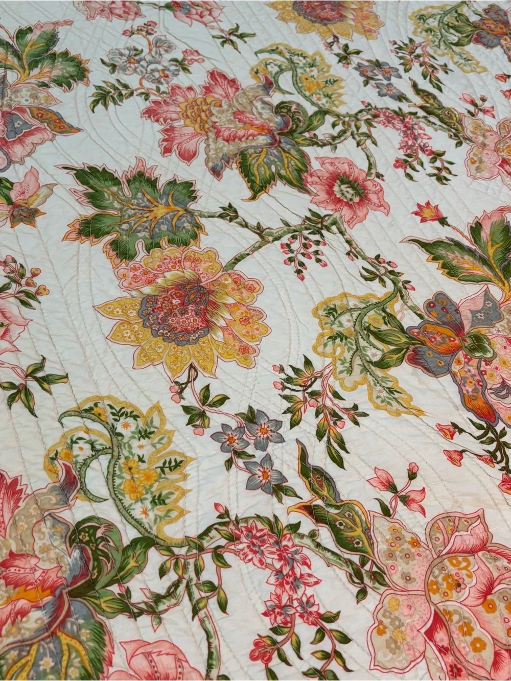 Embroidery Kantha Quilt Bedspread Floral Boho Gypsy Blanket Reversible 66x64”